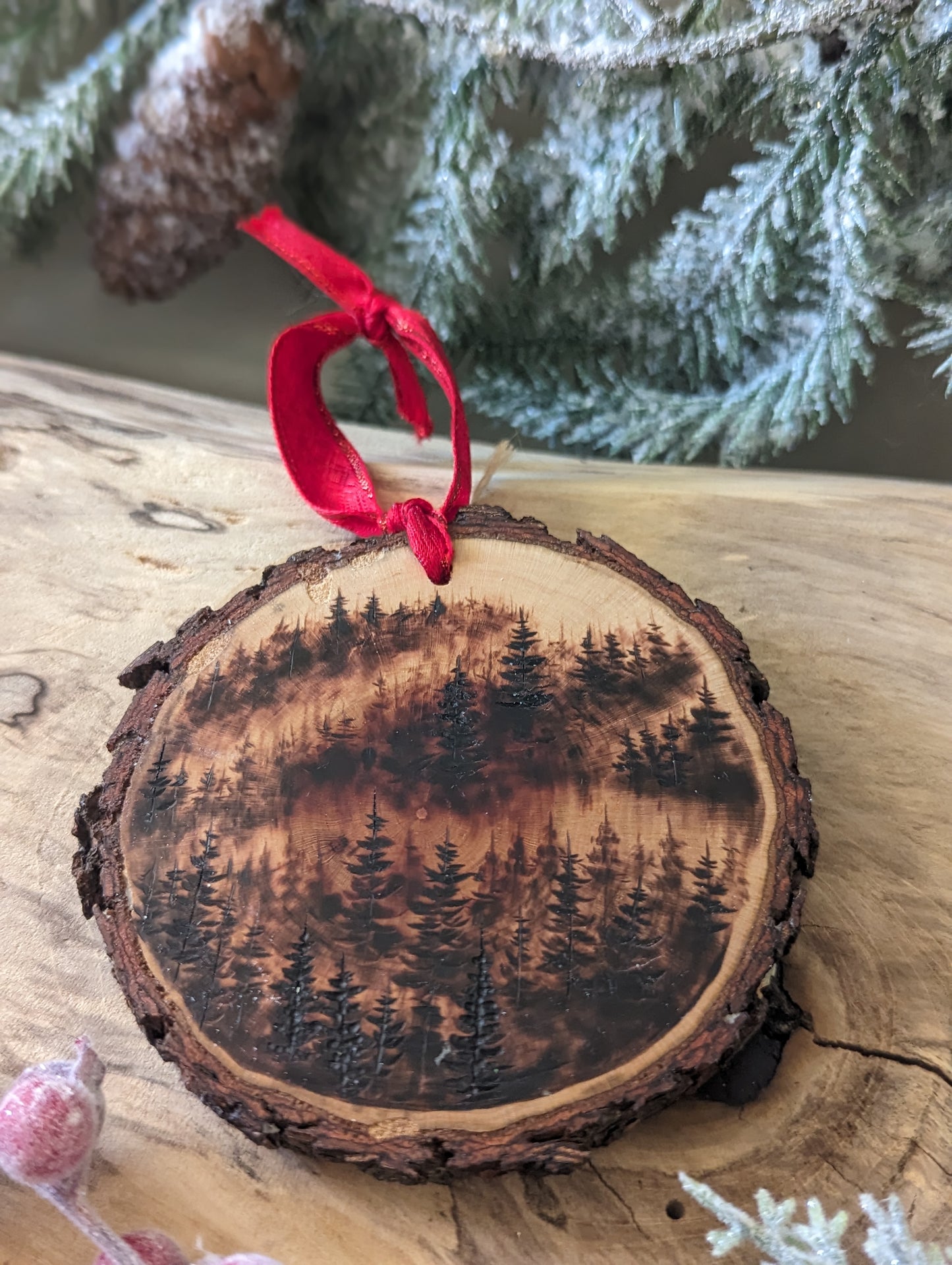 Misty forest ornament